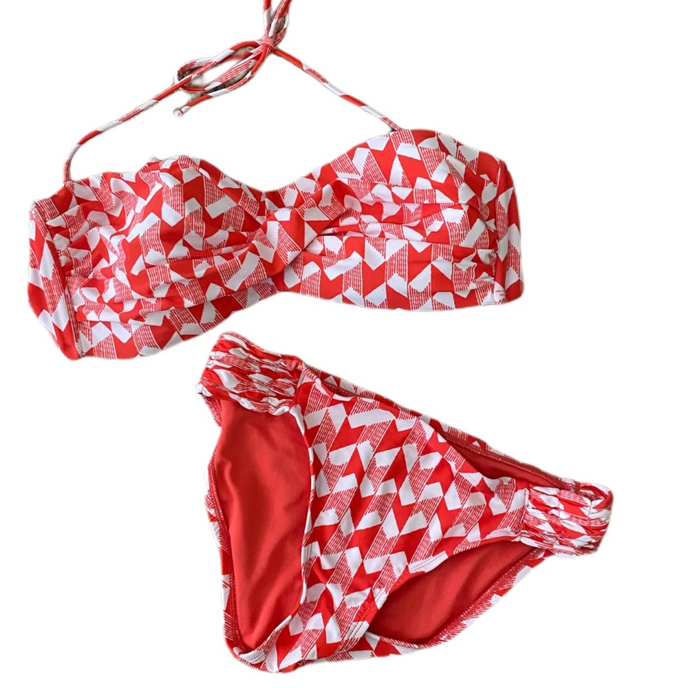 Like new coral strapless bikini M/L